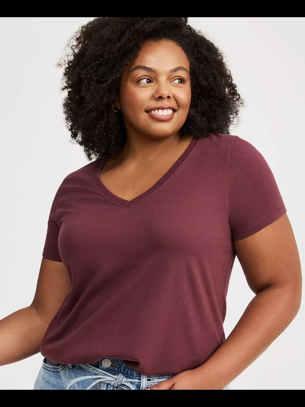 torrid V-Neck Short Sleeve Tee - Plum